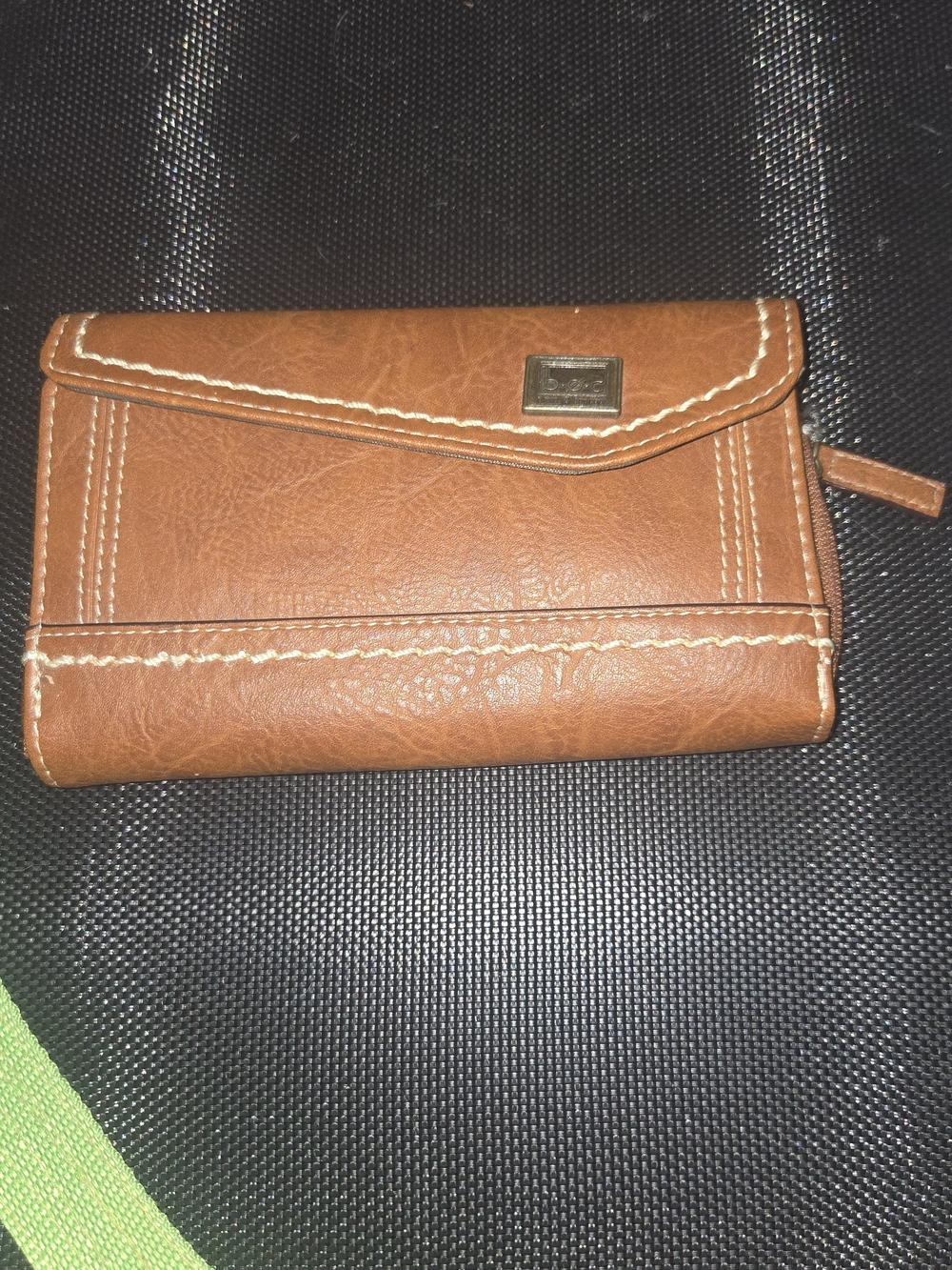 boc Brown Fold-Over Wallet with Contrast Stitching